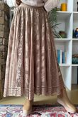 Vintage Vera Scalloped Hem Lace Midi Skirt Tan